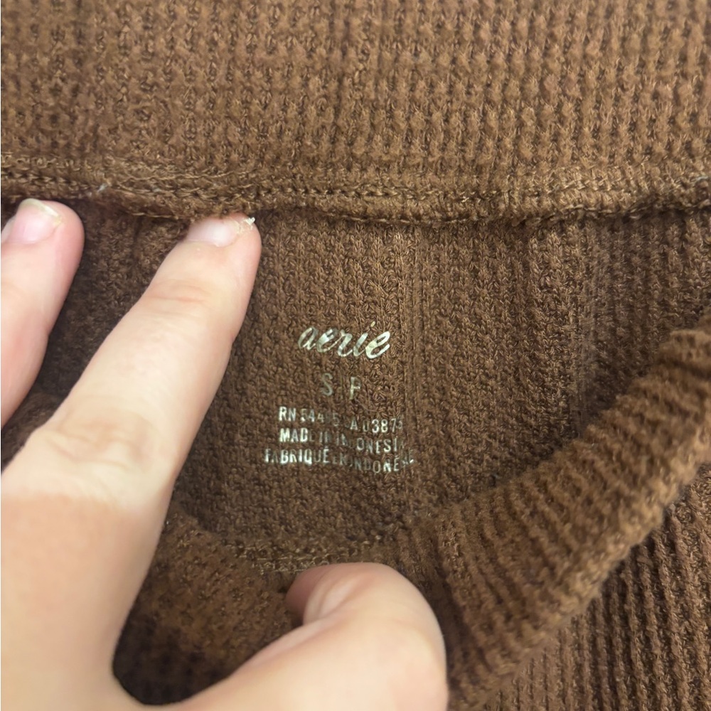 Aerie Waffle Cargo Joggers in Chocolate Brown - Picture 4 of 7